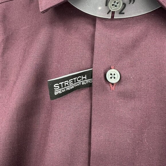 AWEARNESS Kenneth Cole Mens Slim Fit Non-Iron Stretch Shirt 15.5 32/33 Burgundy - Picture 4 of 6